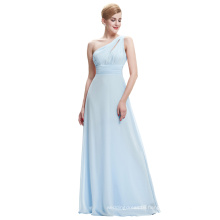 Starzz One Shoulder Chiffon Long Light Blue Formal Bridesmaid Dress Patterns ST000071-2